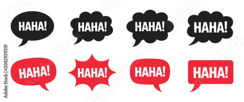Bild auf Leinwand Comic Laugh Speech Bubble Set, HAHA Text Balloons Collection, Funny Chat Symbols