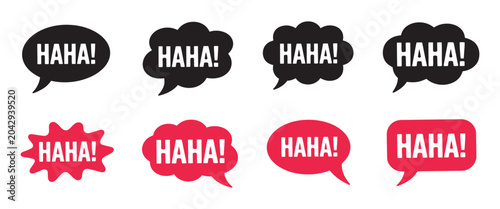 Bild auf Leinwand Comic Laugh Speech Bubble Set, HAHA Text Balloons Collection, Funny Chat Symbols