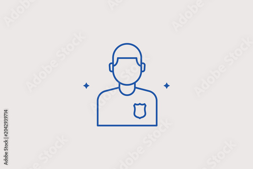Fotografie Police officer person line icon for law enforcement for security agency personnel