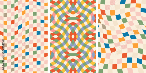 Konstfotografi wavy checkerboard pattern triptych geometric abstract symmetry