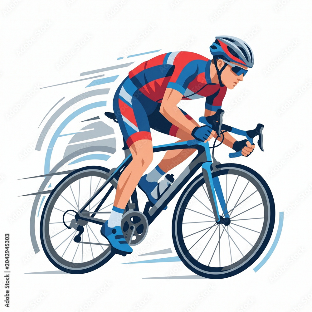 Naklejka premium Professional Road Cyclist Racing in Championship Cycling Competition
