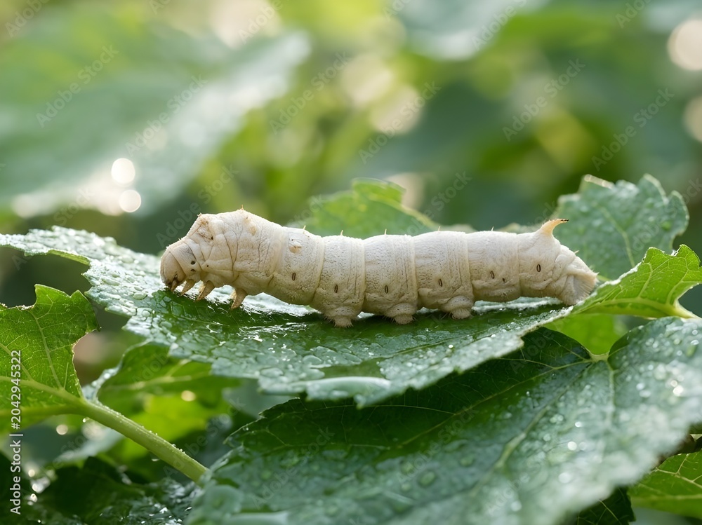 Fototapeta premium Silkworm in different 