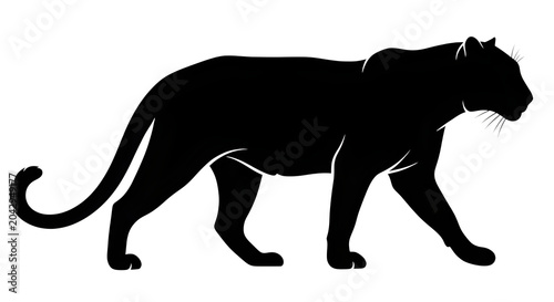 Black panther line art vector illustration for wild animal design isolated on transparent background