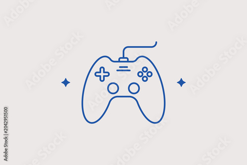 Tablou pe pânză Classic video game controller line icon for console gaming for wireless gamepad retail