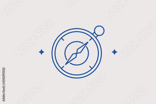 Cuadro en lienzo Navigation compass instrument line icon for adventure games for open world quest tracking