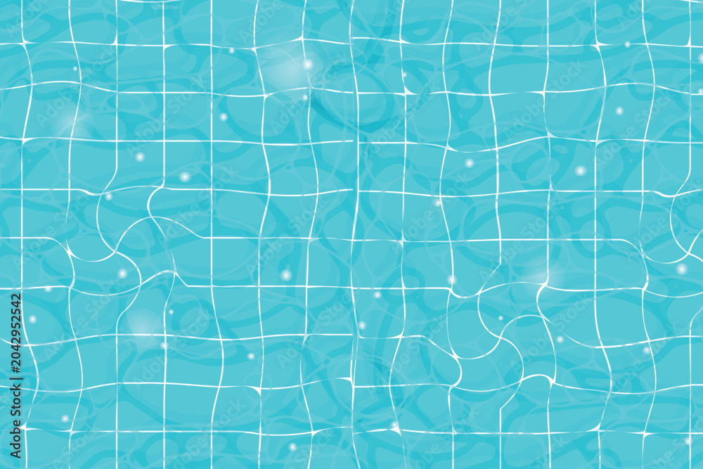 Obraz premium Blue tiled pool water surface light refraction texture for summer background, resort cards design and tropical branding.