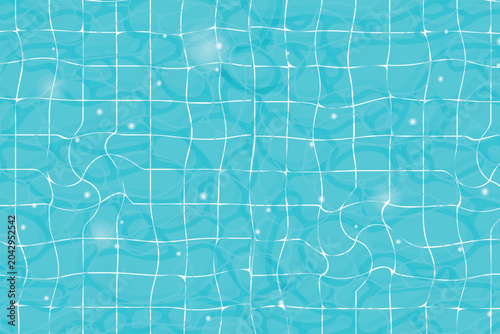 Blue tiled pool water surface light refraction texture for summer background, resort cards design and tropical branding.