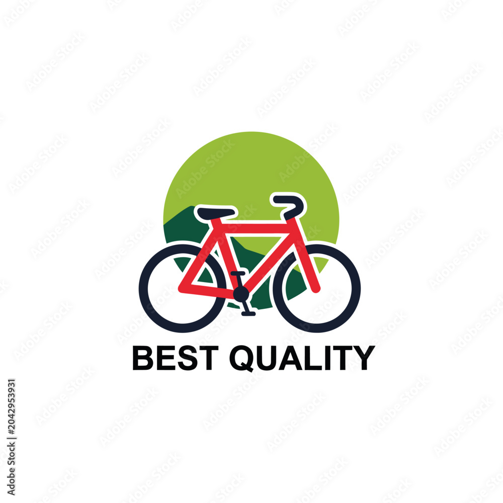 Fototapeta premium Red bicycle logo with green background.