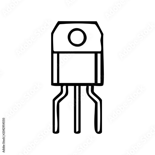 Fényképezés Electronic Transistor Component Vector Illustration, Semiconductor Triode for Si