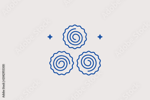 Tableau sur toile Three narutomaki fish cakes line icon for ramen ingredients for grocery shop database logs