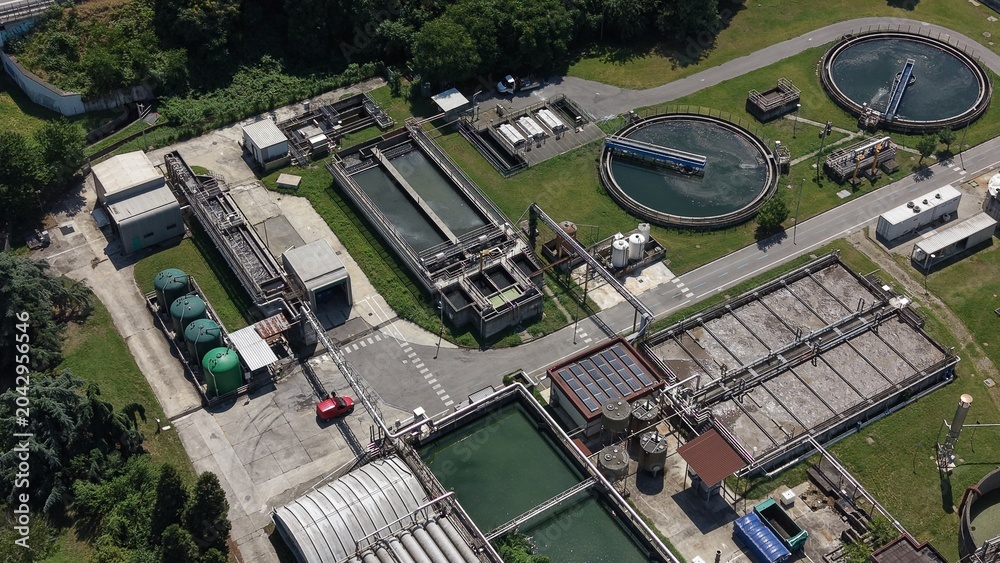Fototapeta premium Wastewater Treatment Plant San Giuliano Aerial View
