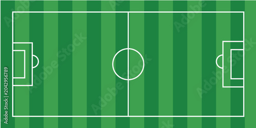 Cuadro en lienzo Minimalist soccer football field diagram with penalty arcs and goals