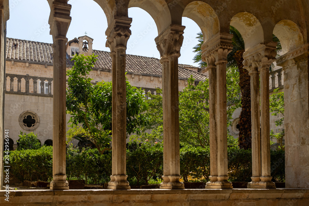 Naklejka premium peaceful courtyard of the Franciscan Monastery in Dubrovnik
