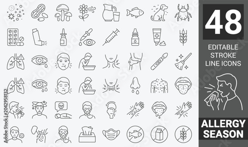 Tableau sur toile Seasonal allergies thin line icon