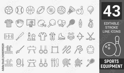 Bild auf Leinwand Sports equipment outline icon . Editable stroke . Vector .