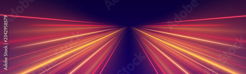 Cuadro en lienzo Colorful neon expressway lights race through futuristic PNG scenes with brilliant glowing effects