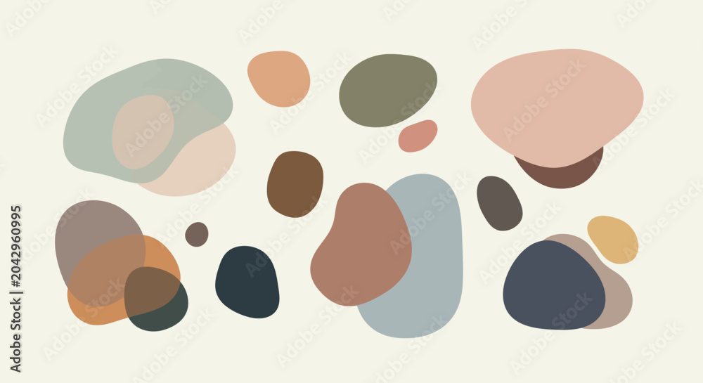 Fototapeta premium Abstract Organic Shapes, Earth Tones, Minimalist Design Elements