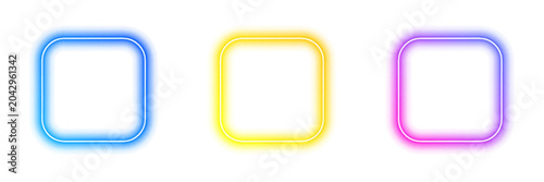 Foto Neon rainbow square border radiates intense light with soft glowing transitions and vibrant edges