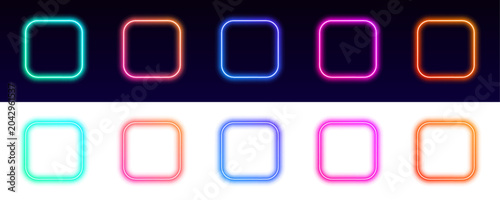 Foto Vibrant neon square border flows with multicolor gradients and smooth luminous edges