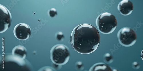Floating glossy spheres abstract background with red black and white 3D geometric balls