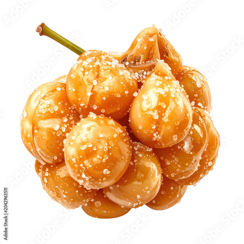 Candied kumquats a glistening cluster of citrus fruit coated in sugar crystals isolated on white background