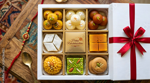wooden tray with assorted baked goods and festive decoration
