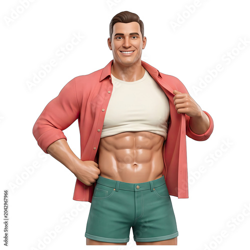 Muscular Man Showing Abs
