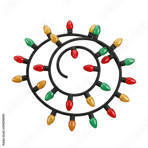 Spiral Christmas Lights String with Red, Green, and Yellow Bulbs