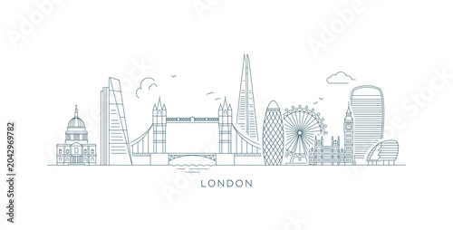 Foto Minimal line art illustration of the London skyline