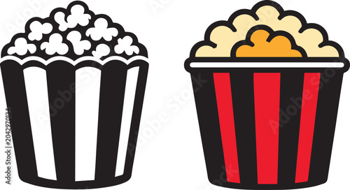 Cuadro en lienzo Popcorn buckets with different flavors illustration Vector