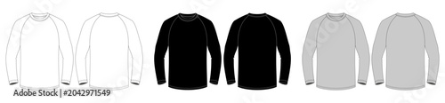 Fotografie Blank t shirt long sleeves raglan vector mockup front and back view