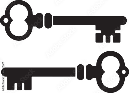 Fotografie Old key icon vector illustration antique skeleton key symbol representing security access mystery and vintage lock mechanism design concepts for branding and interface use