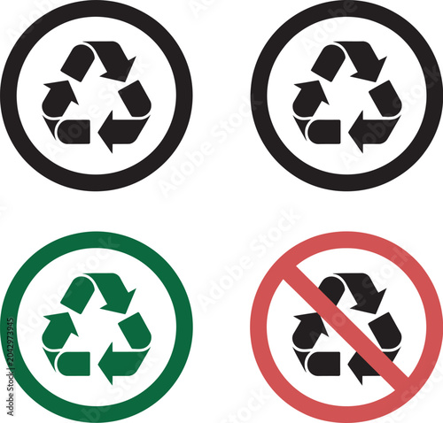 Obraz na płótnie Recycle and recycling not allow sign recycle icon no recycle icon isolated vecto
