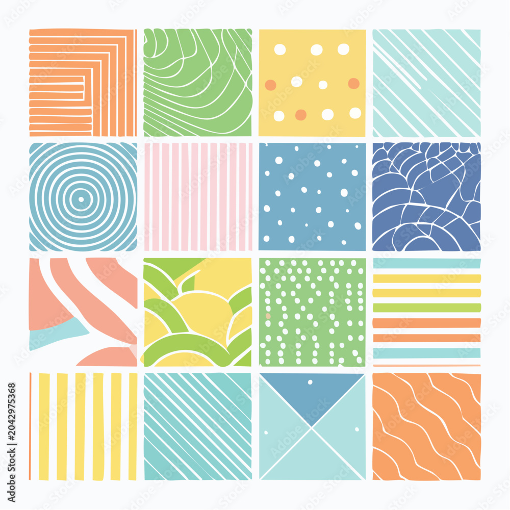 Obraz premium Collection of 16 Abstract Square Patterns