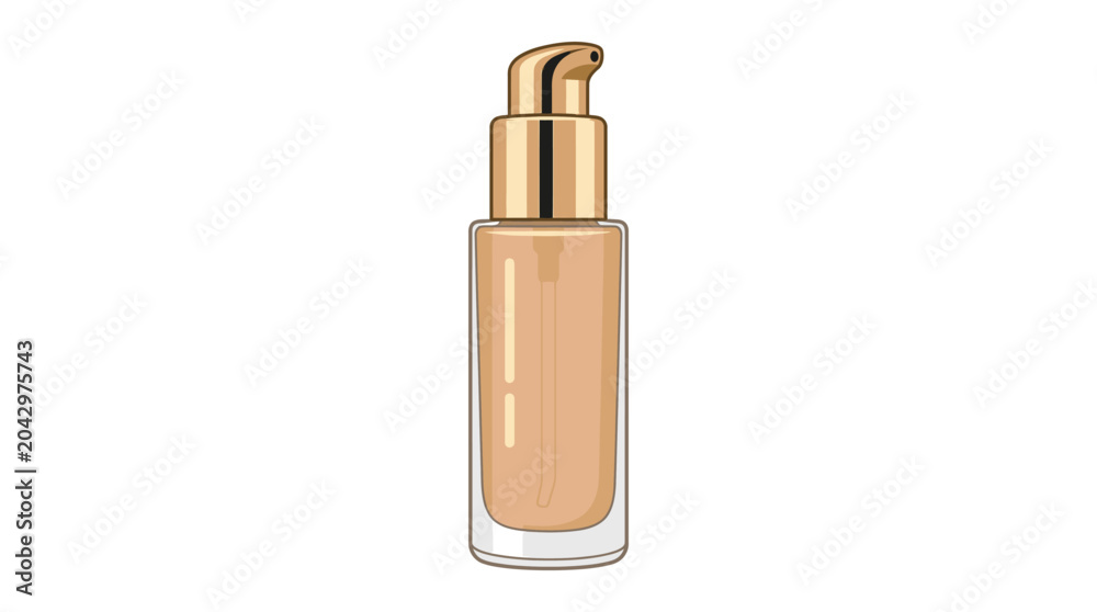 Naklejka premium Elegant bottle of liquid foundation with a gold pump dispenser, showcasing a smooth, creamy texture ideal for makeup application