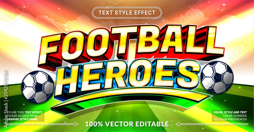 Obraz na płótnie Editable “Football Heroes” text effect featuring bold sporty lettering, dimensional styling, and champion-inspired typography