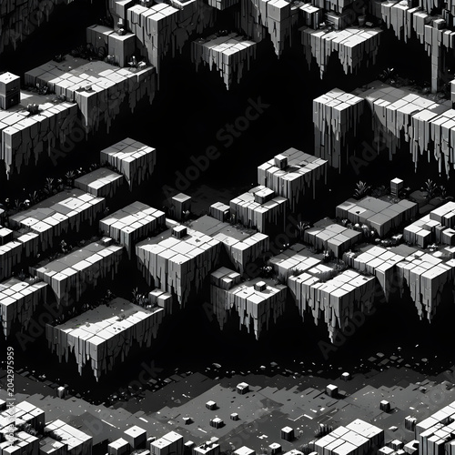 Dark abstract black and white synthwave grid floor texture background