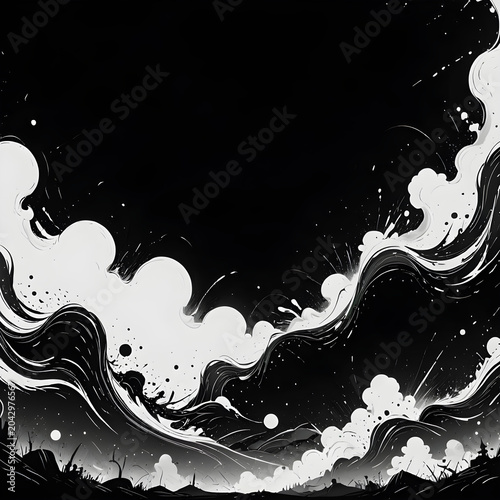 Dark abstract black and white starry night sky texture background