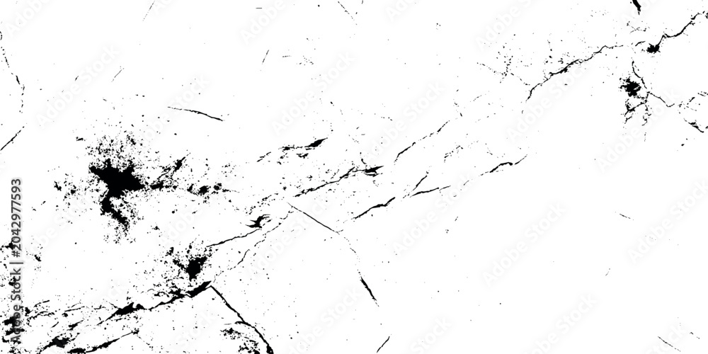 Obraz premium Black grunge texture with cracks and splatters on white background for design and overlay