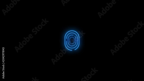 Glowing fingerprint scan animation overlay for biometric authentication on transparent background