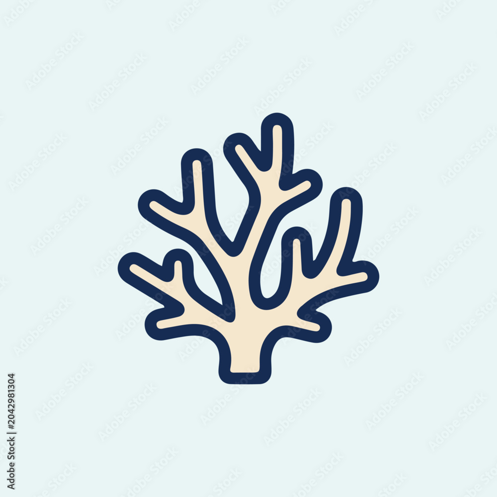 Naklejka premium Coral reef underwater plant icon flat vector illustration