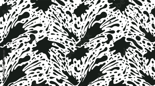 Quadro em tela Seamless pattern of black paint splashes and droplets arranged in a repeating mo