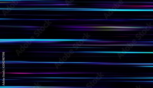 Vibrant photo of abstract neon light streaks on a dark background. Digital art fractal background. Motion blur lines.