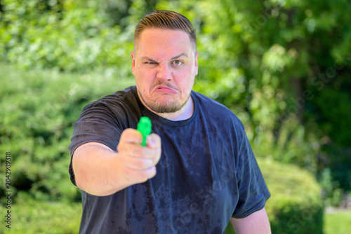 Funny Angry Man Water Fight