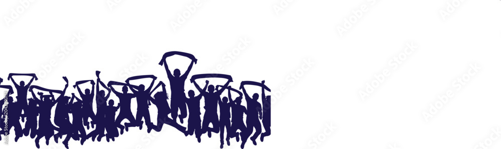 Fototapeta premium Fifa world cup fans celebration silhouette of cheering crowd with raised arms
