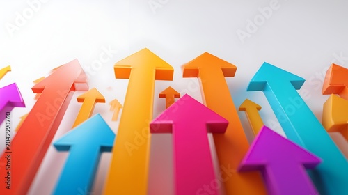 Colorful arrows pointing upward symbolize growth, progress, and success. An ideal image for business concepts and motivational themes.