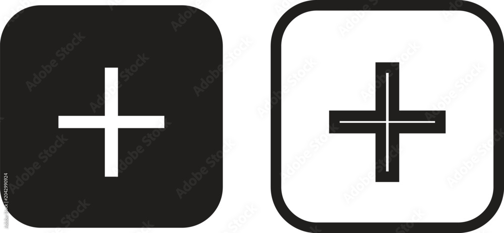 Fototapeta premium Plus Sign Icons Set Modern Add and Positive Symbols Collection for UI, Apps and Interface Design
