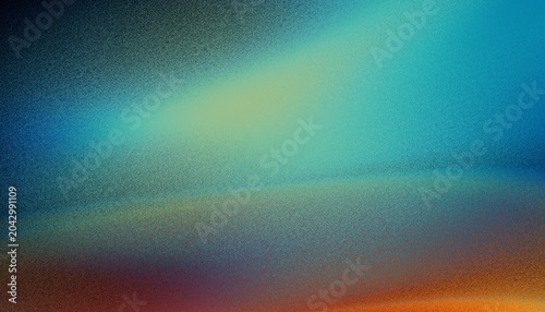 Foto Vibrant orange teal black psychedelic grainy gradient color flow wave on black b