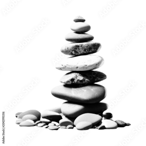 Canvas Print Balanced stack of smooth zen stones in halftone style