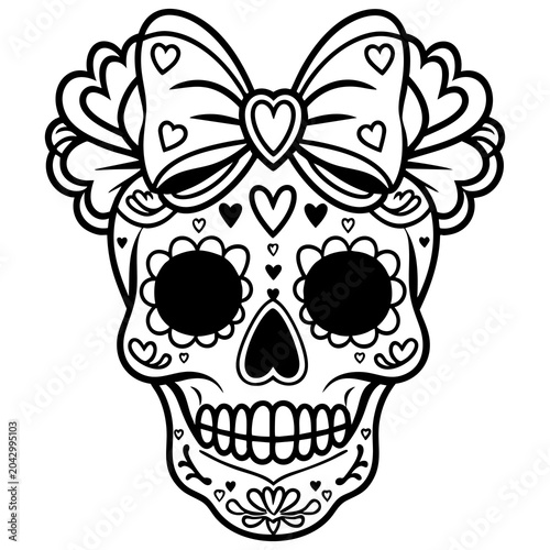 Cute Sugar Skull with Bow